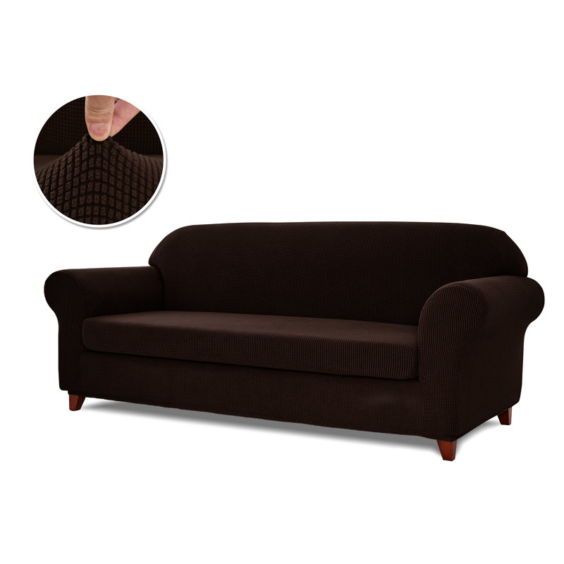 Red Barrel Studio® Jacquard Box Cushion Sofa Slipcover & Reviews Wayfair